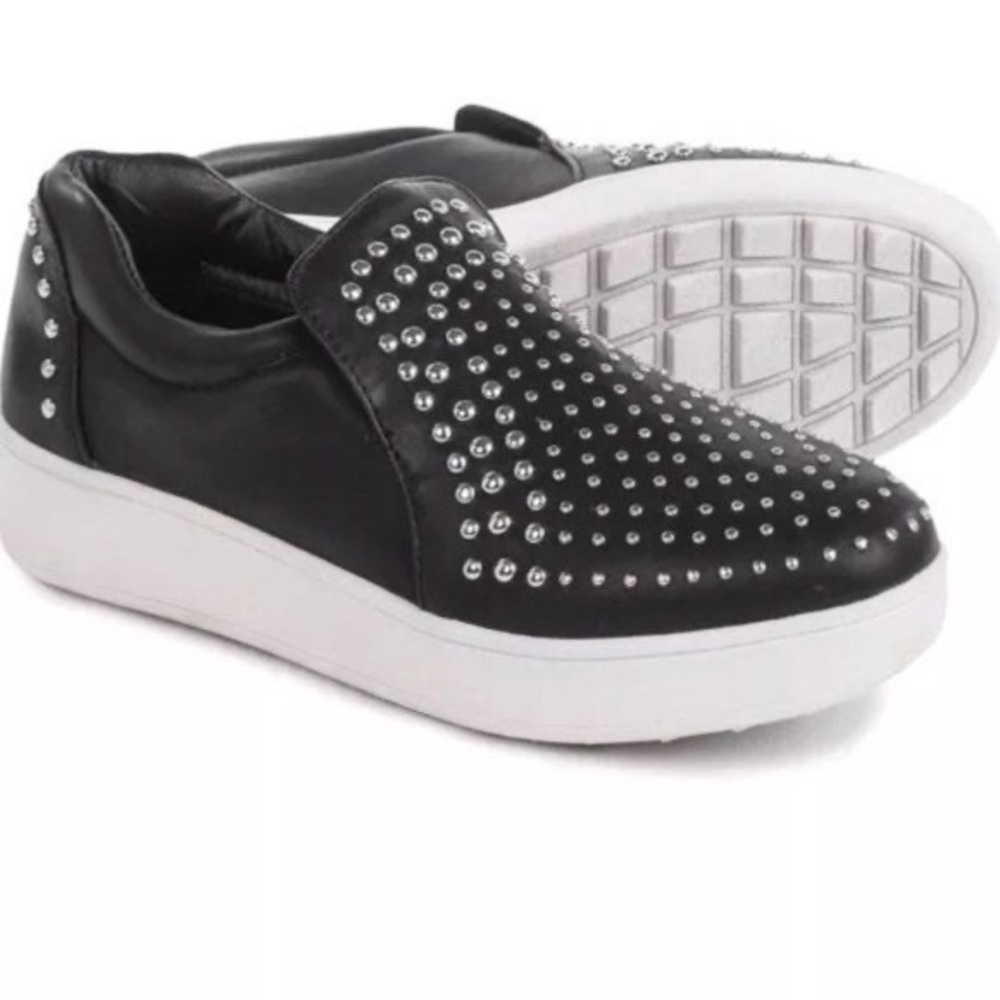Steven by Steve Madden Black Platform Studded Leather Smash Slip On Size 9